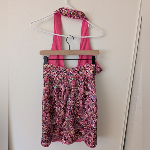 X By NBD Womens Medium NWT Halter Pink Sequin Mini Dress Cocktail Party Glam - Picture 5 of 8